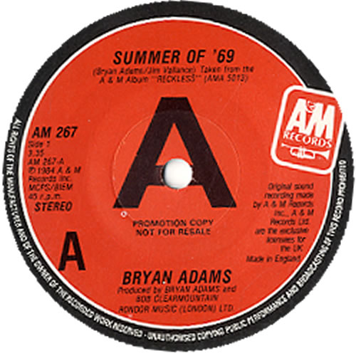 Bryan Adams Summer Of 69 - A Label UK Promo 7